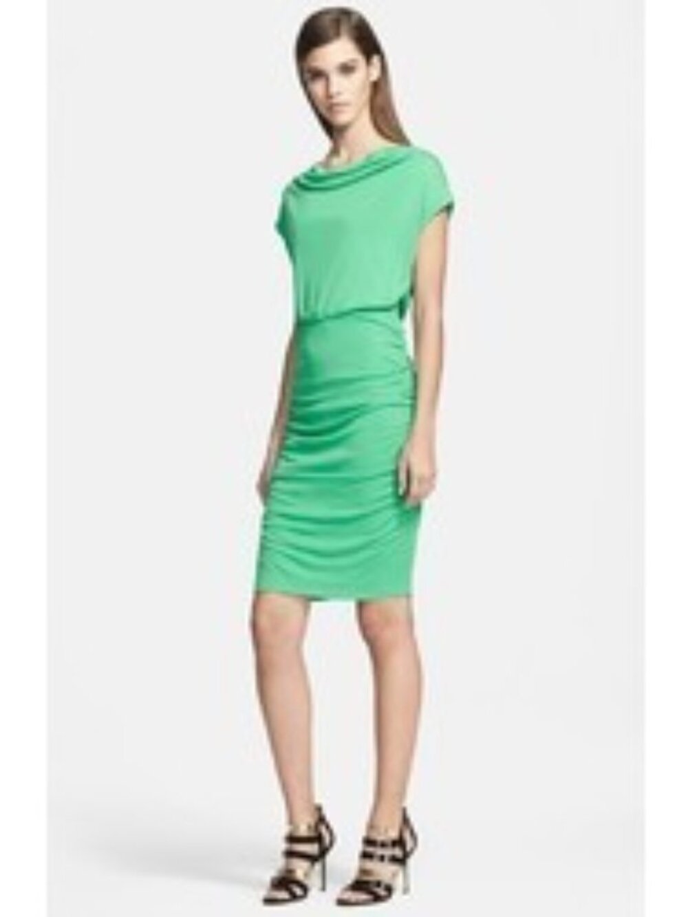 Versace Collection Ruched Slinky Dark Tan Dress Size 42 6 8